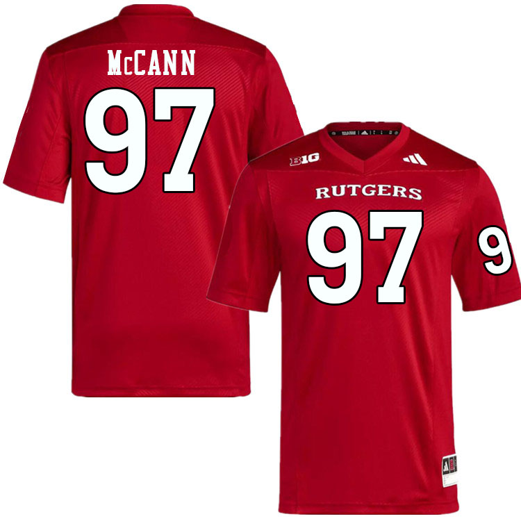 Men #97 Riley McCann Rutgers Scarlet Knights 2024 College Football Jerseys Stitched-Scarlet